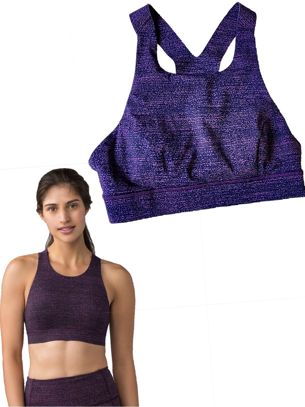 lululemon Fast Free High-Neck T-Back Sports Bra Nulux Purple Mystic Black Size 8